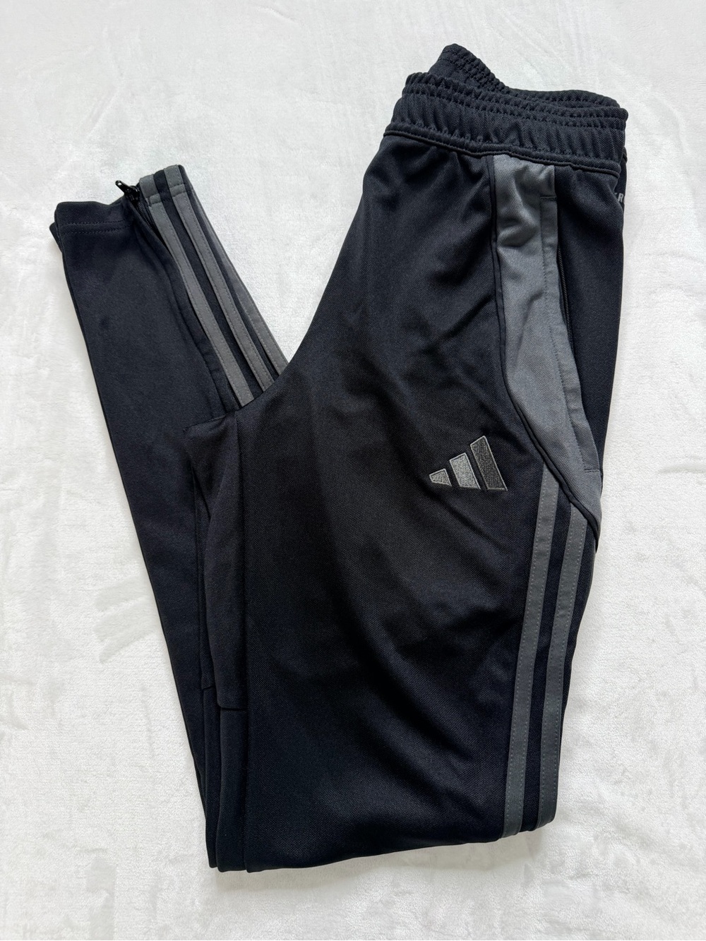 adidas Black Joggers with Gray Stripe Detail XS